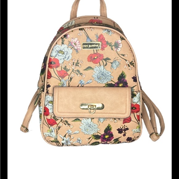 🔥BIG BUDDHA pink backpack with beautiful vibrant flowers and gold Size: OS🔥 - Picture 8 of 9